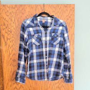 Mossimo Supply Co. Blue and White Plaid Button-Down Shirt